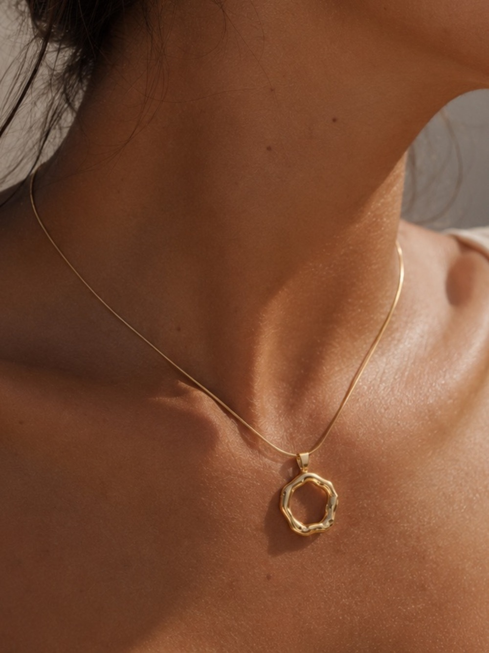 18K Gold Plated Circle Pendant Necklace